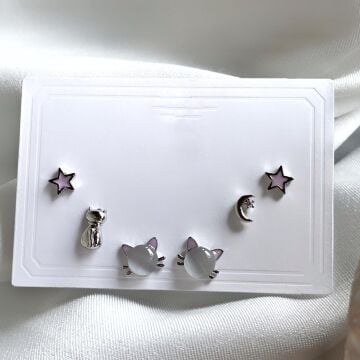 Kedi 6'lı Küpe Set