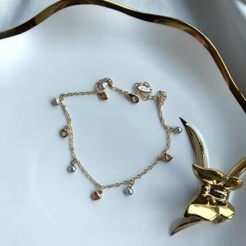 Kalp ve İnci Tasarım Halhal