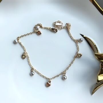 Kalp ve İnci Tasarım Halhal