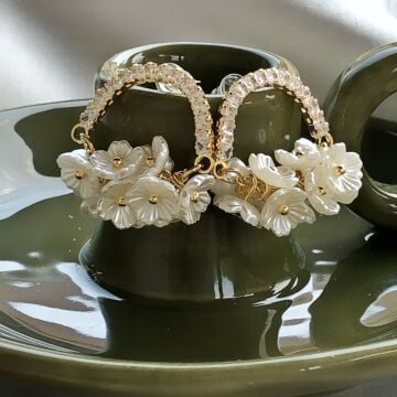 Kristal Taşlı Buket Küpe