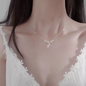 Leaf Retro Gümüş Kolye
