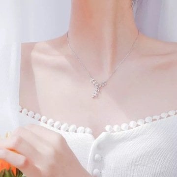 Leaf Retro Gümüş Kolye