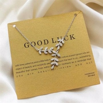 Leaf Retro Gümüş Kolye