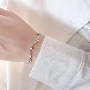 Leaf Retro Gümüş Bileklik