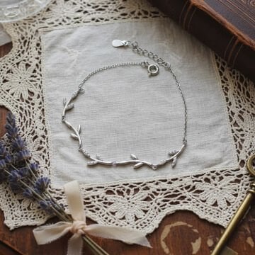 Leaf Retro Gümüş Bileklik