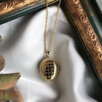 Vintage Çiçek Desenli Çelik Kolye