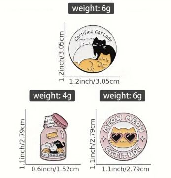 Antidepresan 3'lü Kedi Broş Set