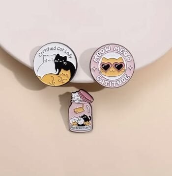 Antidepresan 3'lü Kedi Broş Set