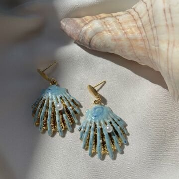 Deniz Masalları Koleksiyonu Çelik Küpeler mercan dalgası