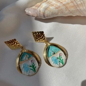 Deniz Masalları Koleksiyonu Çelik Küpeler denizaltı