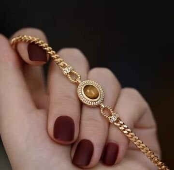 Vintage Stone Tasarım Zincir Bileklik