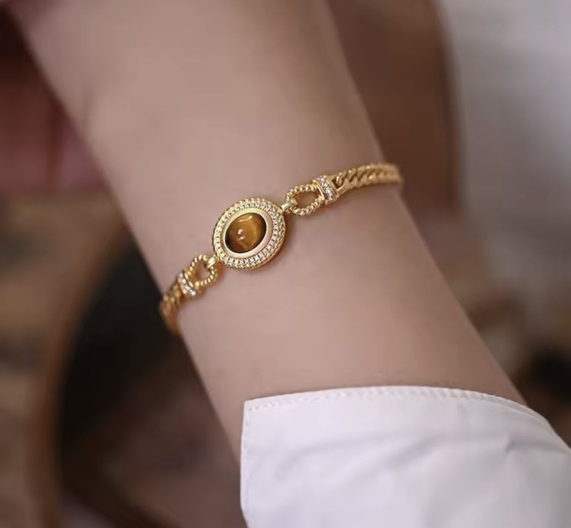 Vintage Stone Tasarım Zincir Bileklik