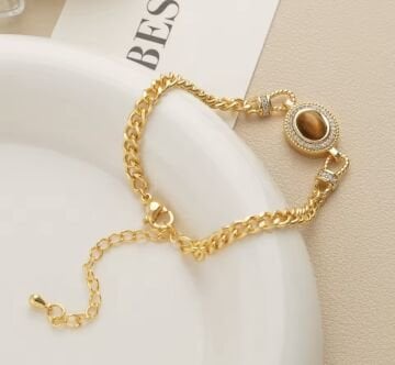 Vintage Stone Tasarım Zincir Bileklik