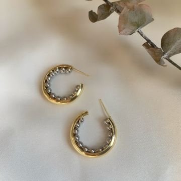 Gold Halka Tasarım Küpe