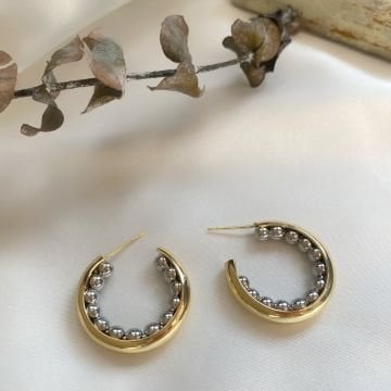 Gold Halka Tasarım Küpe