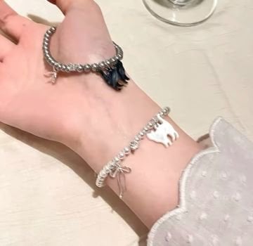 Fiyonk Detaylı Kedi Tasarım Bileklik