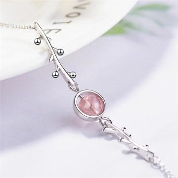 Stone Leaves Gümüş Bileklik