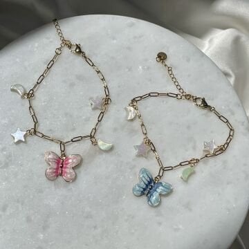 Ay ve Yıldız Figürlü Kelebek Çelik Bileklikler