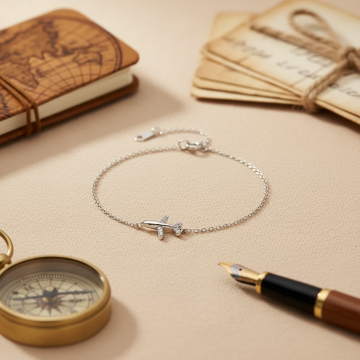 Uçak Figürlü Gümüş Bileklik