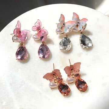 Renkli Kelebek Tasarım Küpeler