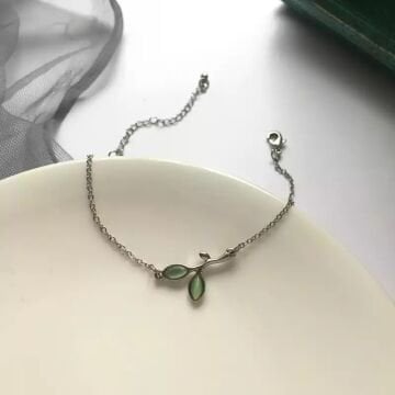 Yaprak Tasarım Vintage Gümüş Bileklik