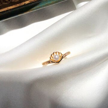 Vintage İnci Tasarım Gold Yüzük