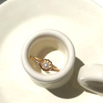 Vintage İnci Tasarım Gold Yüzük