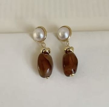 Vintage Kahverengi Küpe