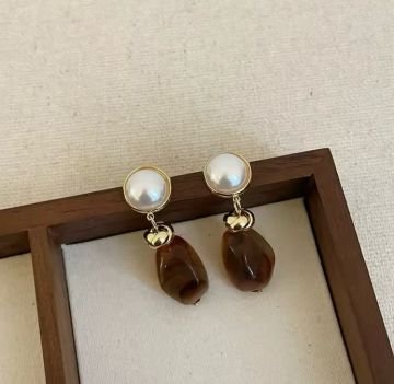 Vintage Kahverengi Küpe
