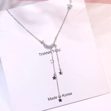 Ay ve Yıldız Gümüş Kolye