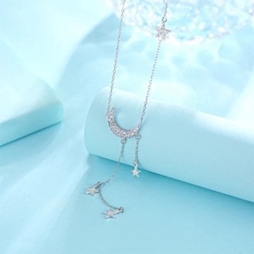 Ay ve Yıldız Gümüş Kolye