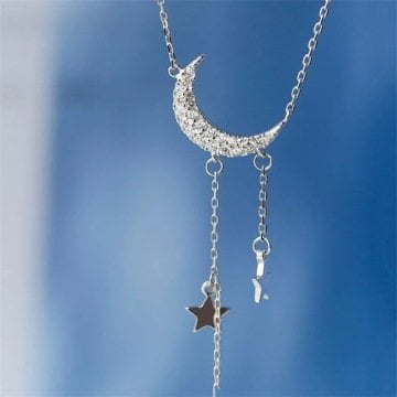 Ay ve Yıldız Gümüş Kolye