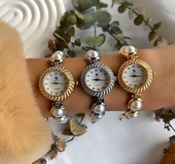 Vintage İnci Kordon Tasarım Saat