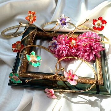 Vintage Renkli Çiçek Tasarım Pazu Bileklikleri