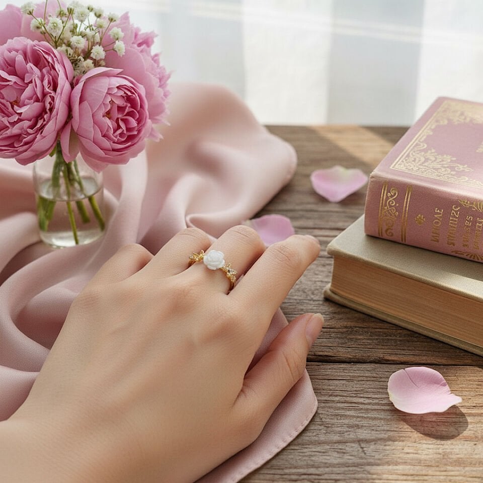 Gül Tasarım Kelebek Detay Vintage Yüzük