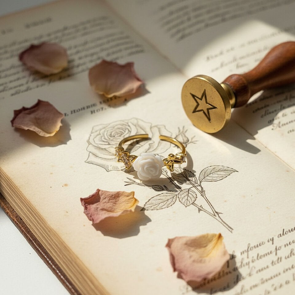 Gül Tasarım Kelebek Detay Vintage Yüzük