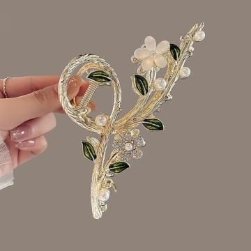 İncili Gold Çiçek Toka