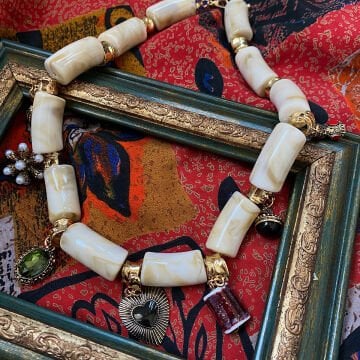 Vintage Charmlı Kemik Tasarım Kolye