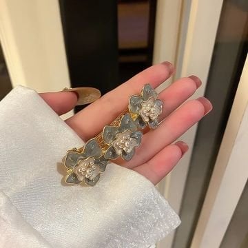 Vintage Mavi Çiçek Toka