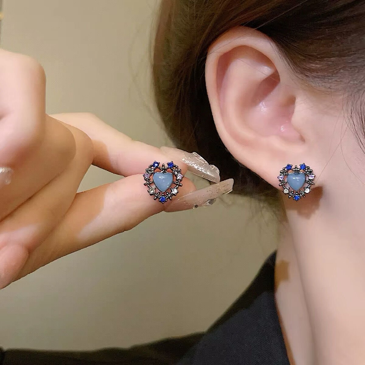 Blue Heart Retro Küpe