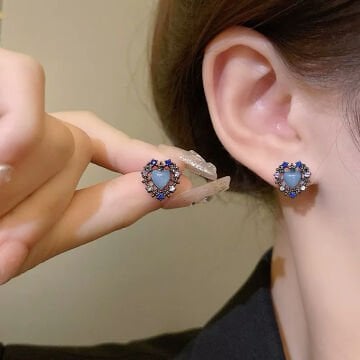 Blue Heart Retro Küpe