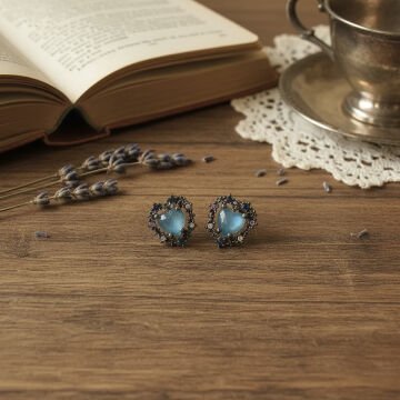 Blue Heart Retro Küpe