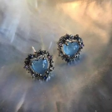 Blue Heart Retro Küpe