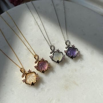 Shell Tasarım Renkli Opal Taş Kolyeler