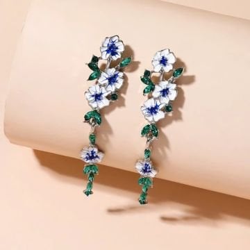 Mor Çiçek Sarkıt Küpe