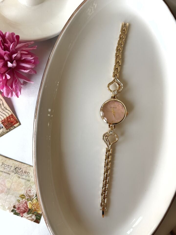 Taşlı Kalp Detay Tasarım Vintage Saat