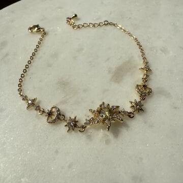 Ay ve Güneş  Figürlü Gold Tasarım Bileklik