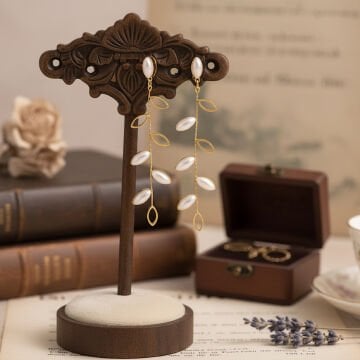 İnci Tasarım Yaprak Sarkıt Küpe