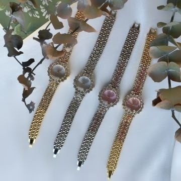 Kristal Taş Kordon Tasarım Saat