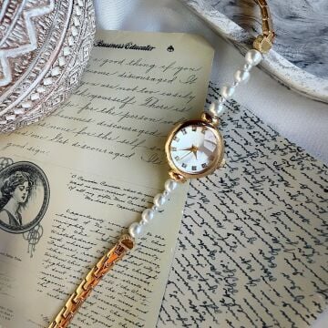 Vintage İnci Kordon Tasarım Saat